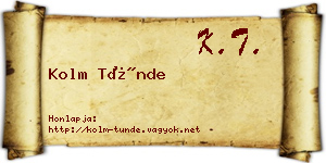 Kolm Tünde névjegykártya